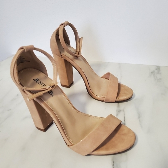 Justfab Makemba Faux Suede Heeled Sandals ankle strap - Picture 3 of 8